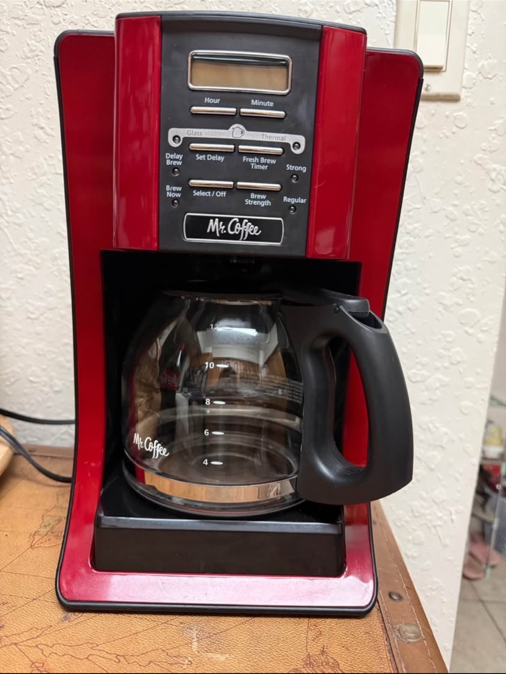 Mr. Coffee Red Drip Coffee Maker with Glass Carafe